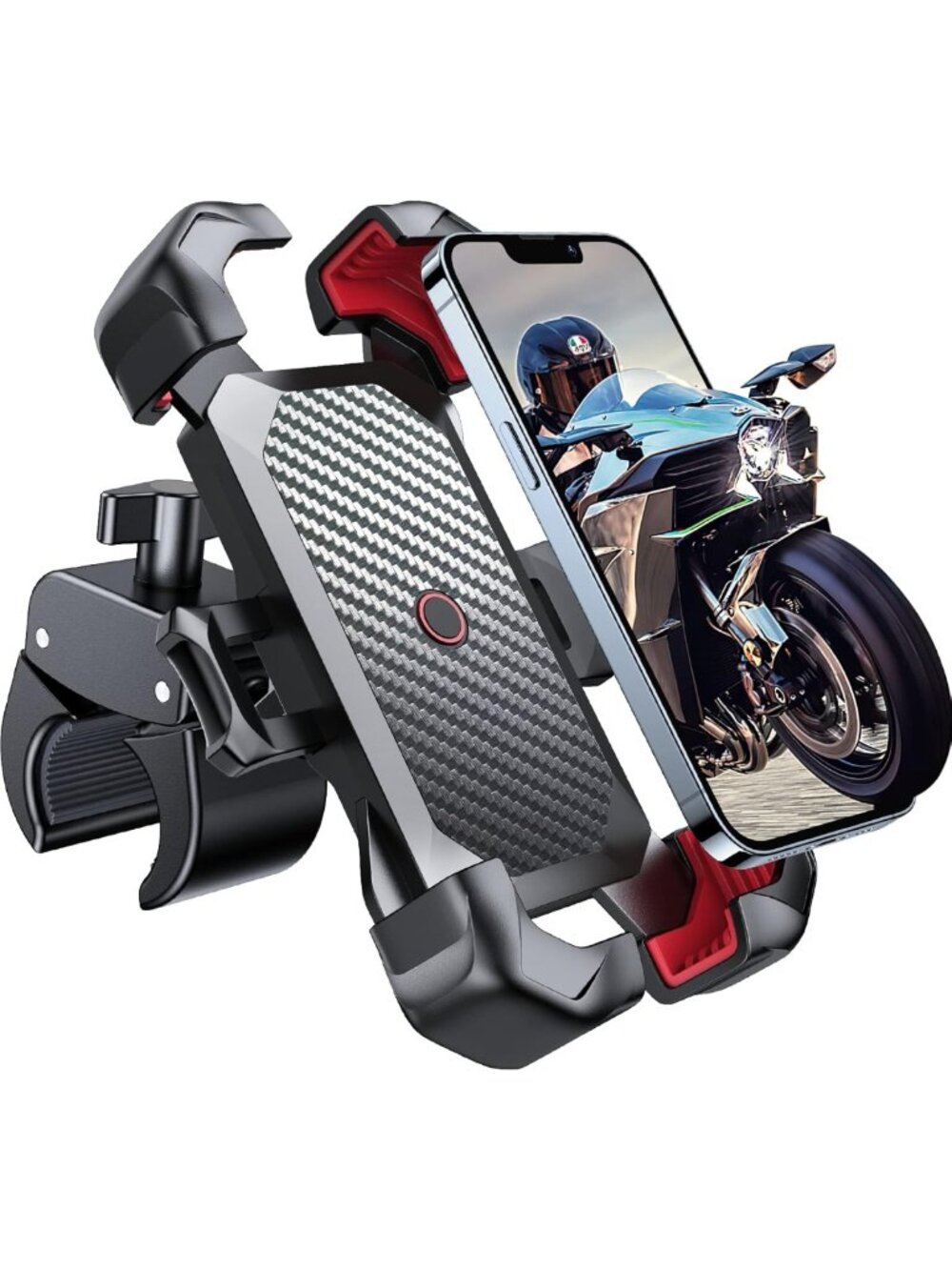 Universal Motorcycle Phone Mount - Auto Lock, Anti-Shake, Quick Install for